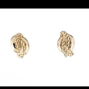 Christian Dior Vintage Gold-Tone Clip-On Earrings with Knot Design